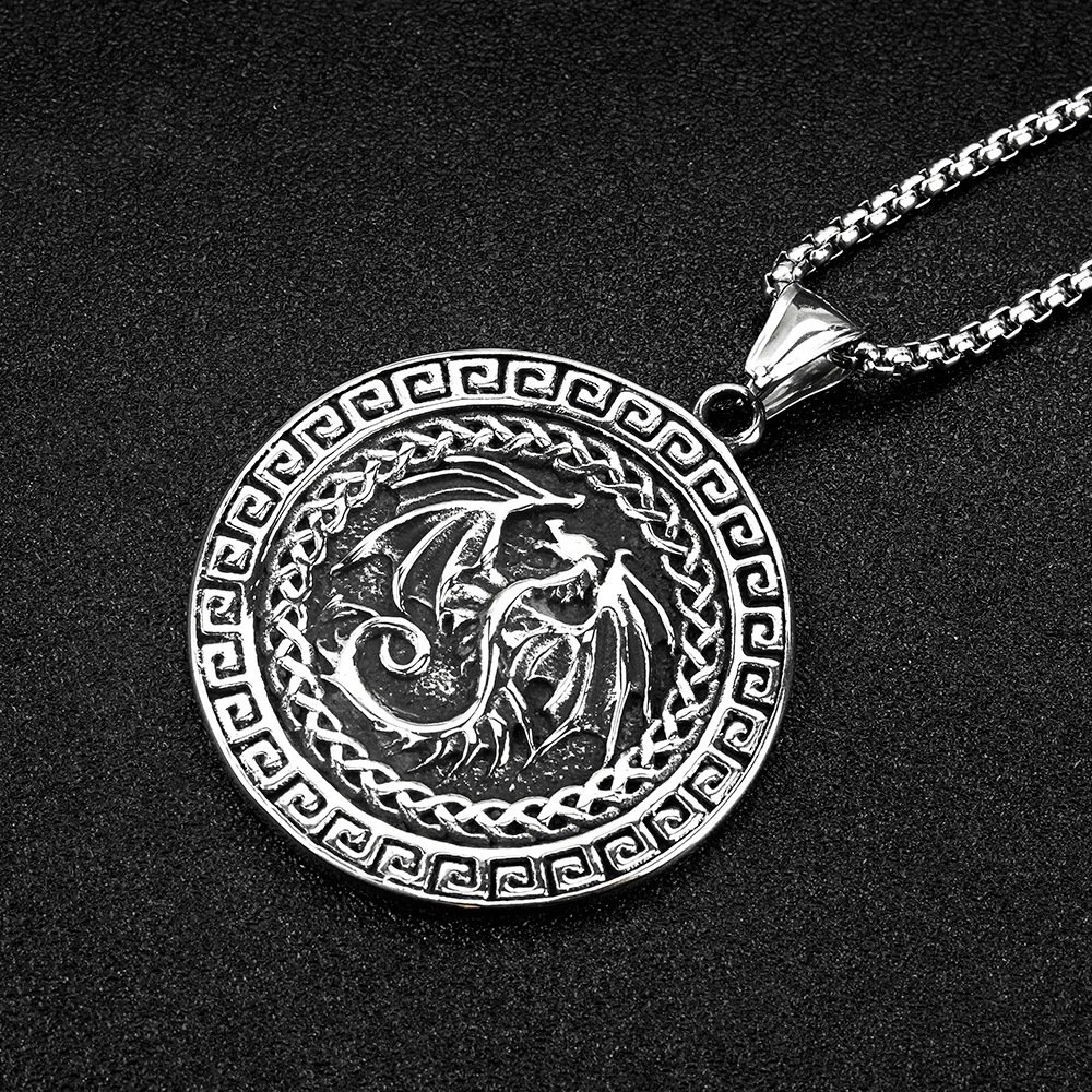 Pendentif Viking Dragon en acier inoxydable