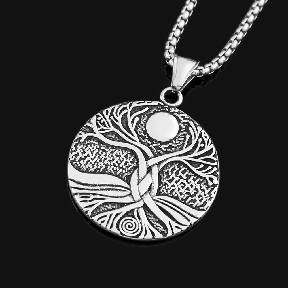 Pendentif Viking Yggdrasil - Arbre de Vie Nordique acier retro