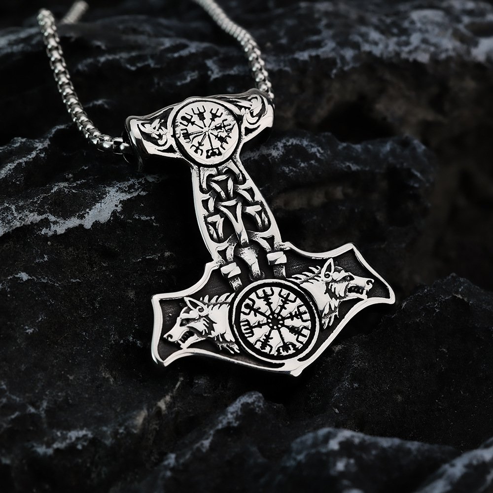 Pendentif Viking Mjolnir en Acier Inoxydable couleur acier