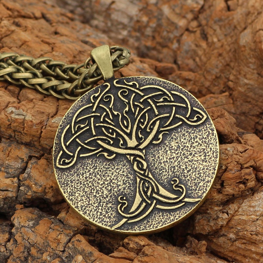 Pendentif Viking Arbre de Vie Yggdrasil doré