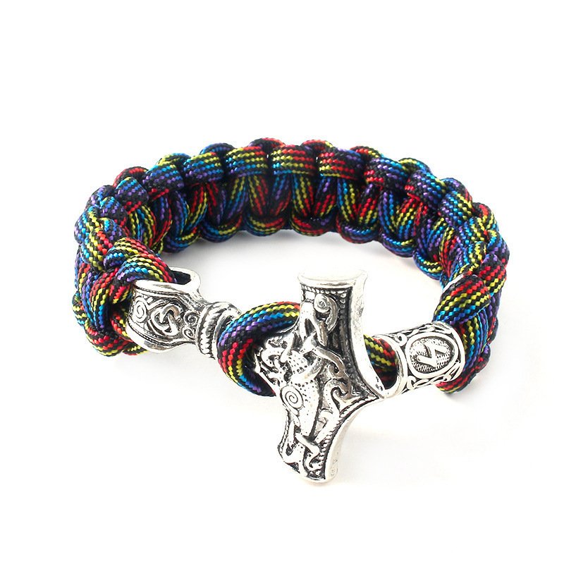 Bracelet Viking Mjolnir arc en ciel