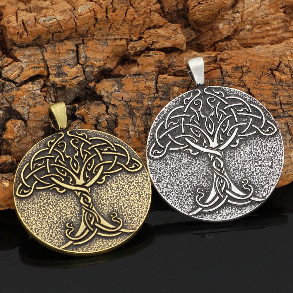 Pendentif Viking Arbre de Vie Yggdrasil argenté et doré