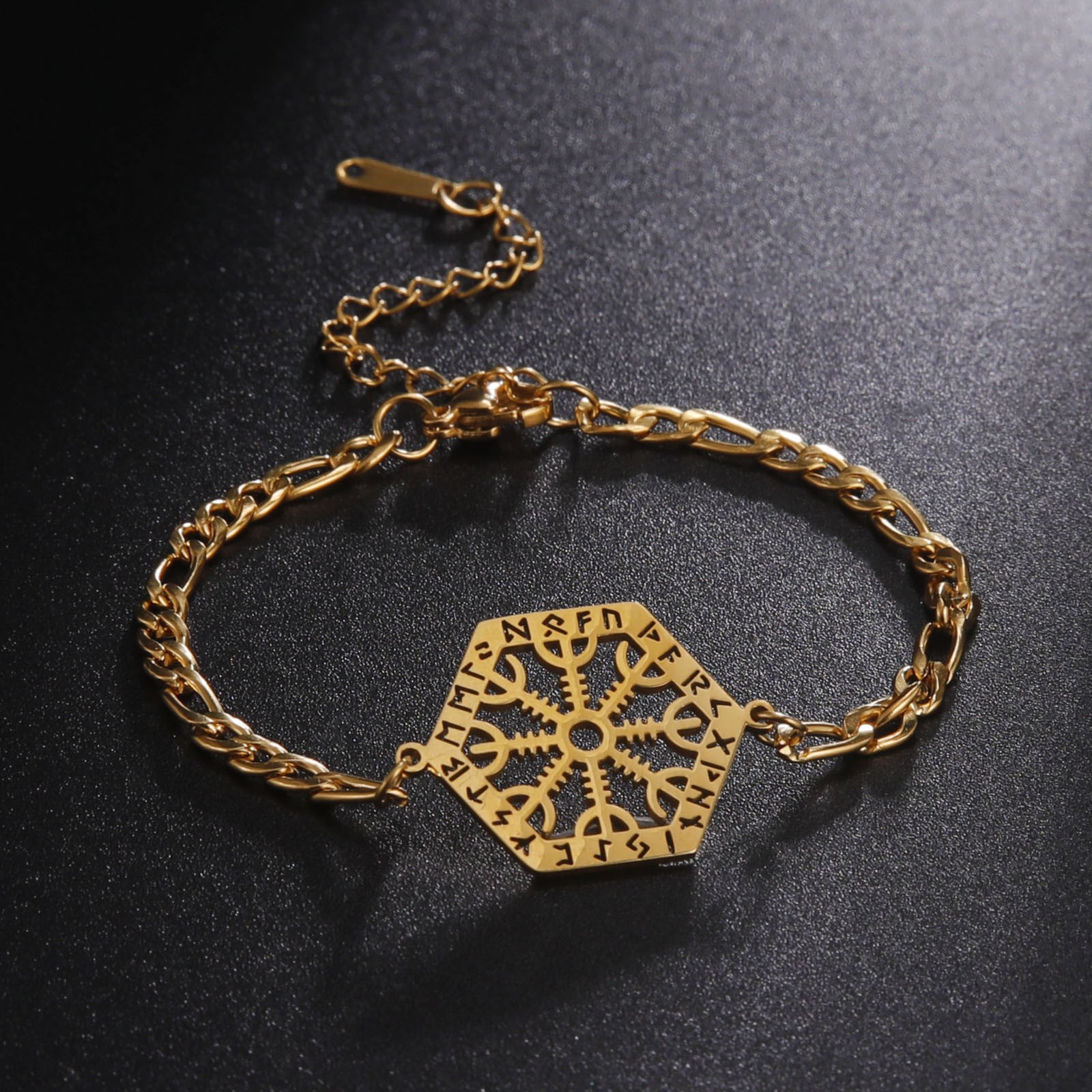 Bracelet Viking Ægishjálmur doré