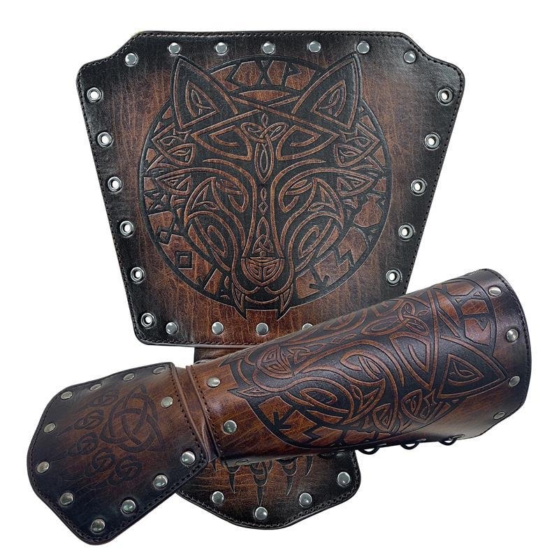 Brassards Vikings en Cuir marron foncé