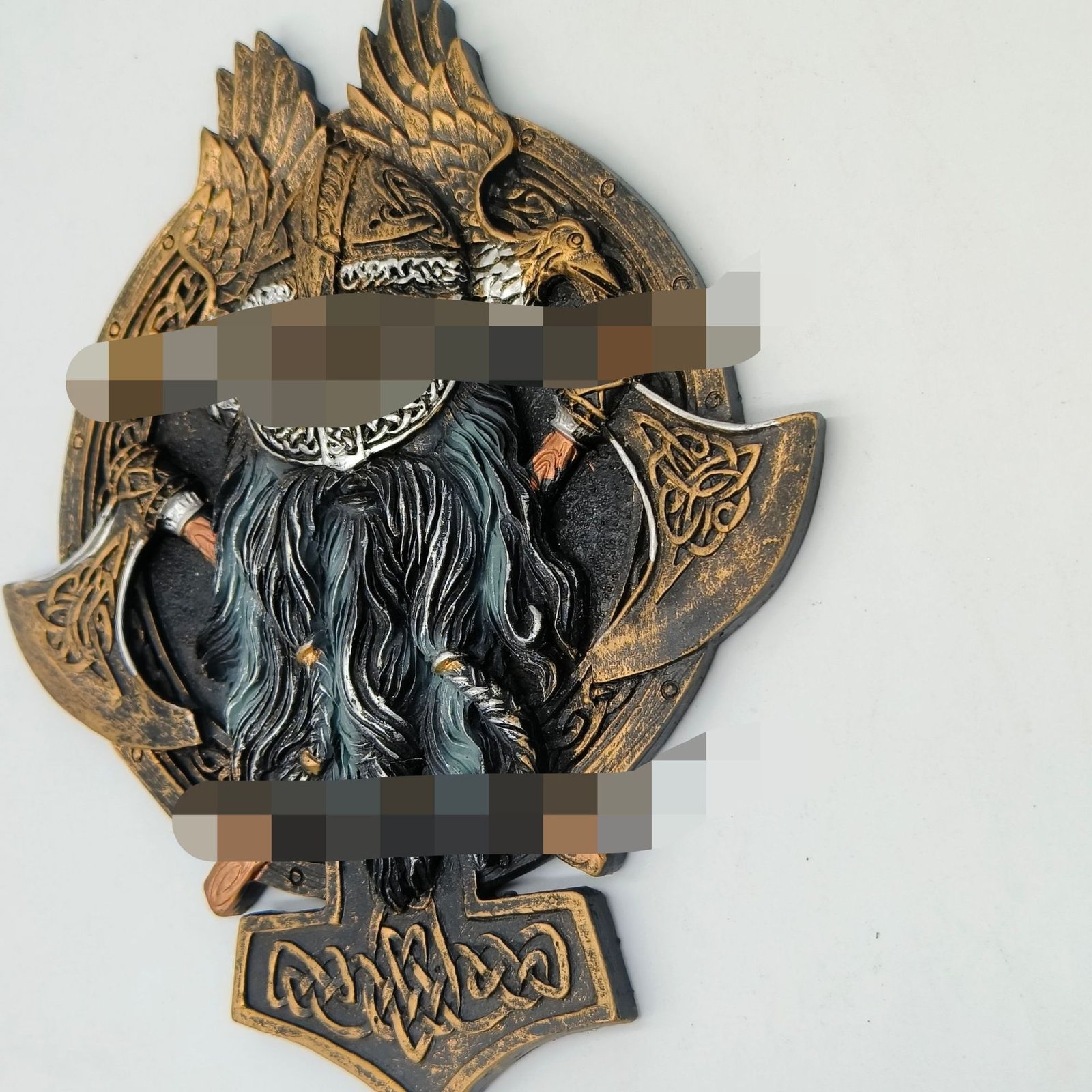 Plaque Murale Guerrier Viking - Mjolnir et Haches style ancien