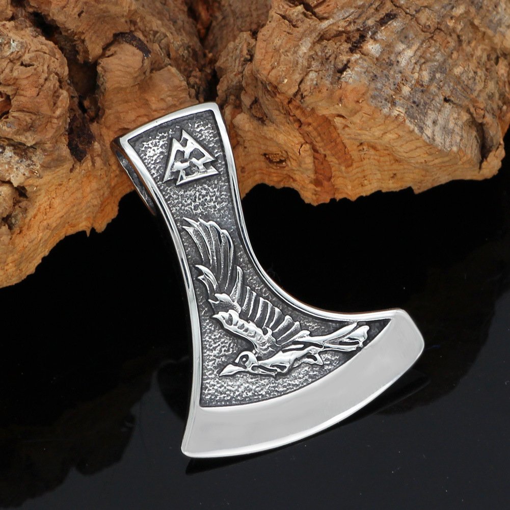 Pendentif Viking Hache et Valknut Unisexe