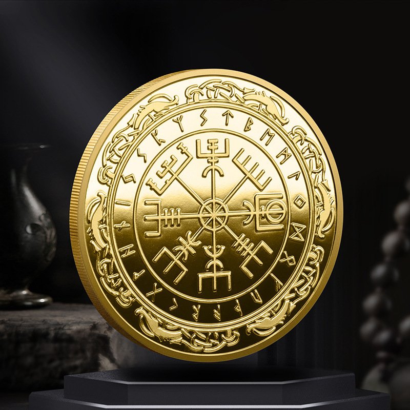 Pièce Viking Vegvisir en Fer doré