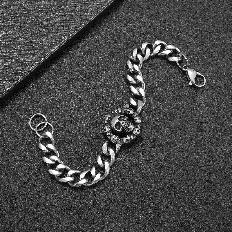 Bracelet Viking Crâne - Acier Inoxydable - Style Gothique retro