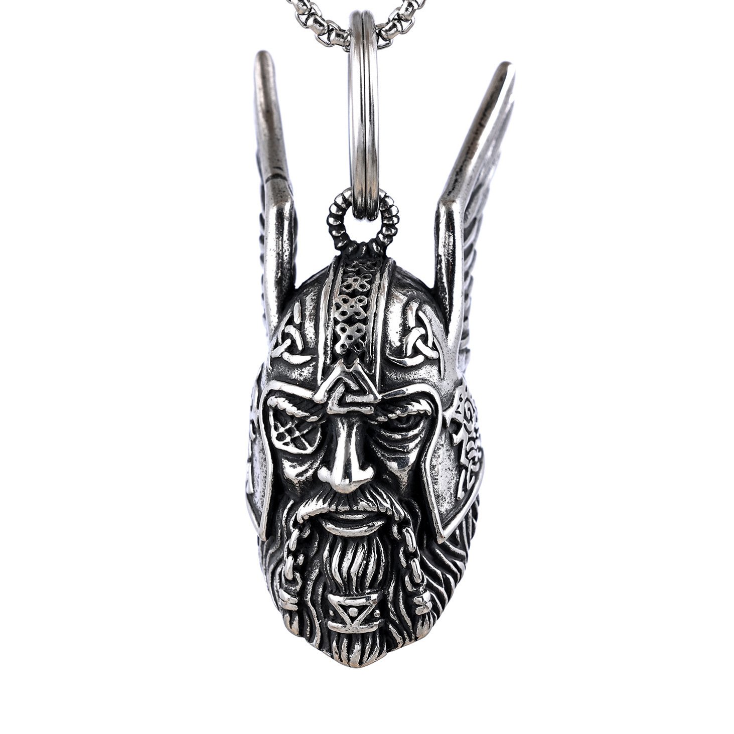 Pendentif Casque Viking visage en acier retro