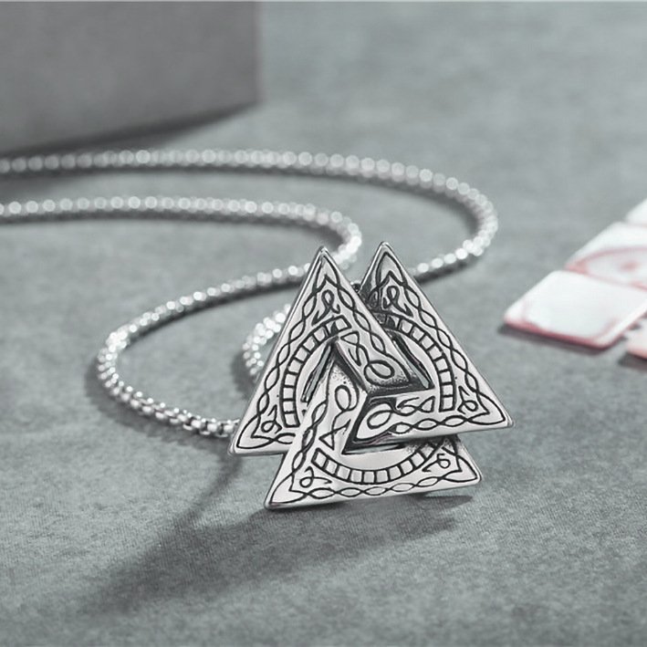 Pendentif Valknut Viking longue chaîne