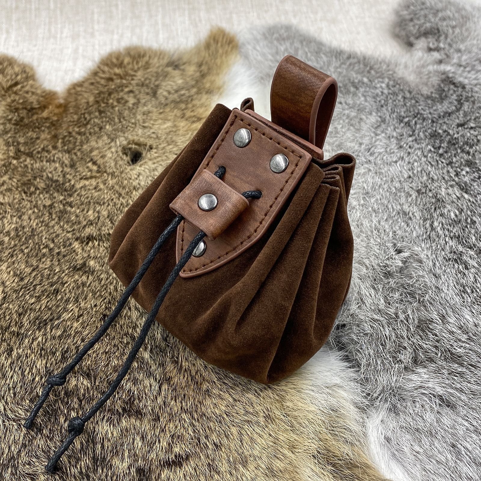 Bourse Viking en Cuir Synthétique marron