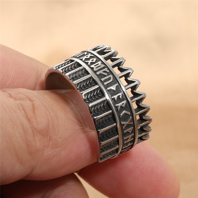 Bague Viking en Acier Titane style retro