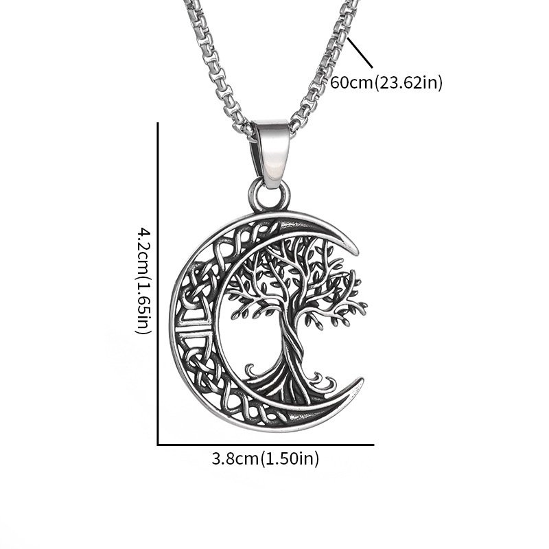 Dimension Pendentif viking : Arbre de Vie et Croissant de Lune