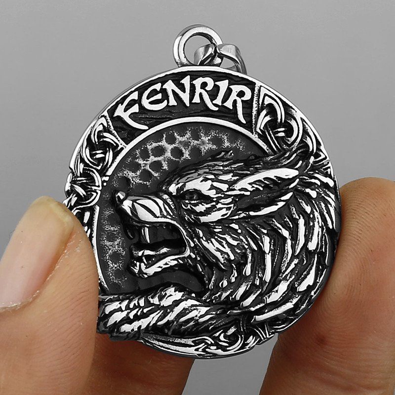 Pendentif Viking Fenrir argenté