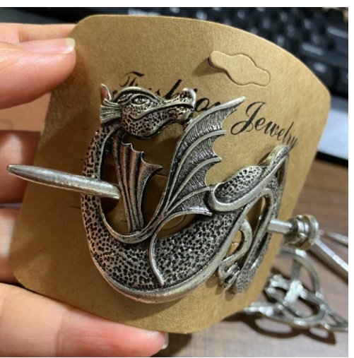 Broche à cheveux viking : Dragon celtique nidhogg style ancien
