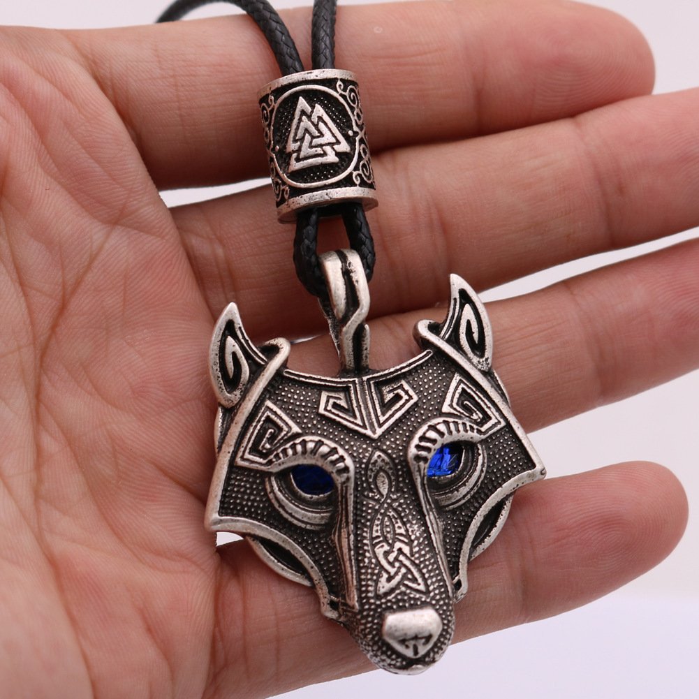 Pendentif Tête de Loup Viking Alliage métallique