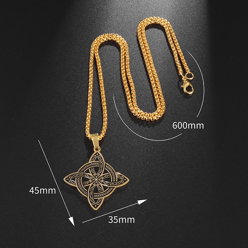 Dimension Pendentif Viking en Acier Inoxydable - Nœud Nordique Intricate