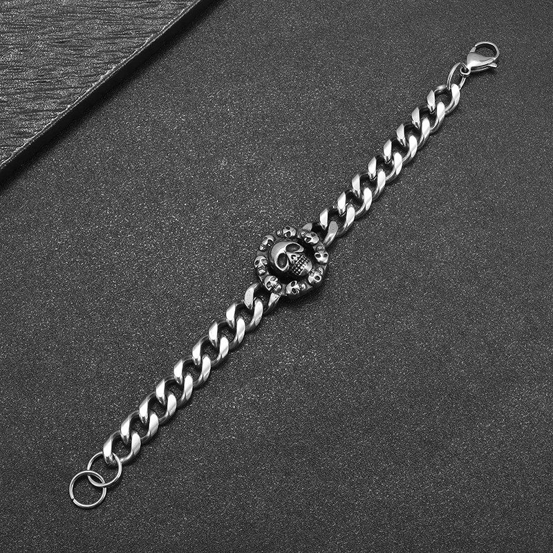 Bracelet Viking Crâne - Acier Inoxydable - Style Gothique