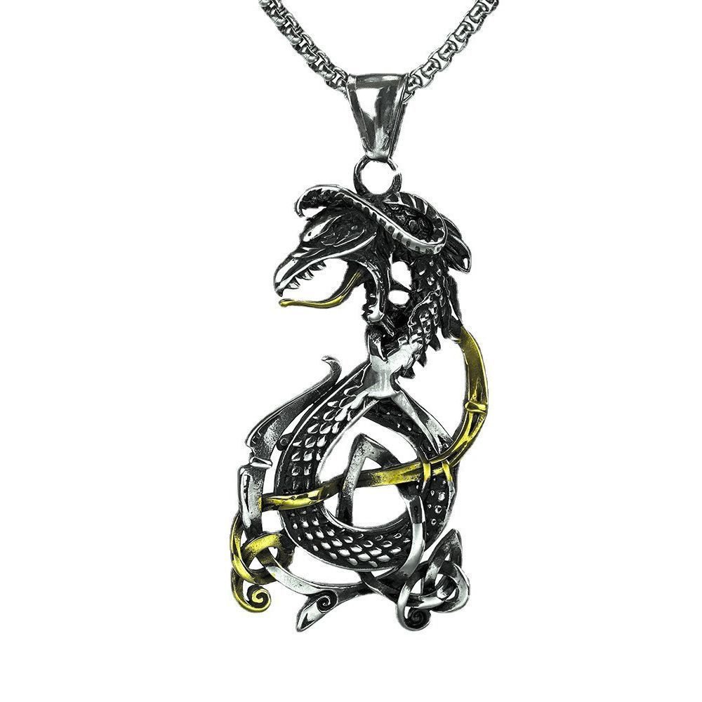 Pendentif Viking Ouroboros couleur doré et noir