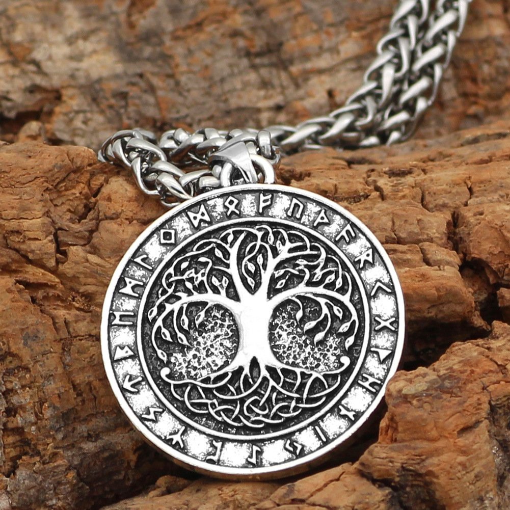 Pendentif Viking Yggdrasil avec chaîne en acier