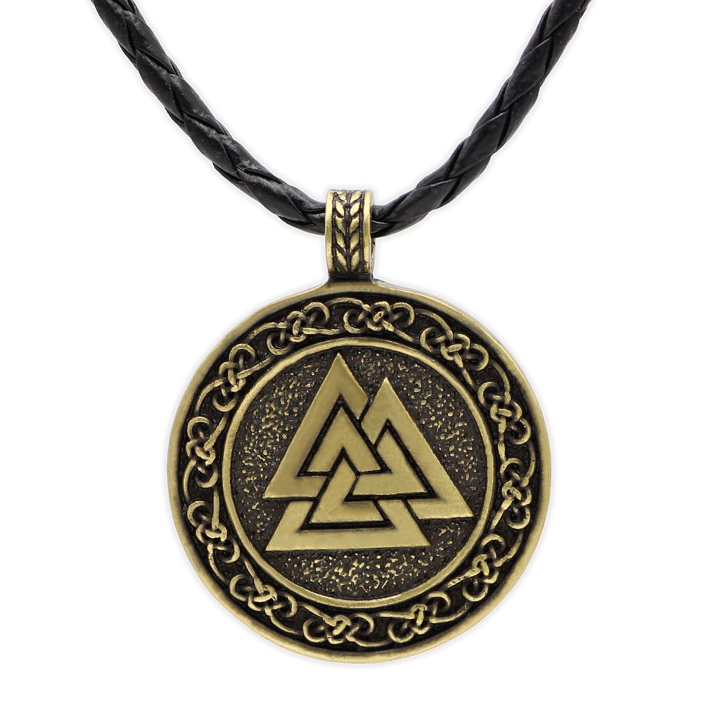 Pendentif Viking Valknut - Symbole d'Odin en Métal Doré