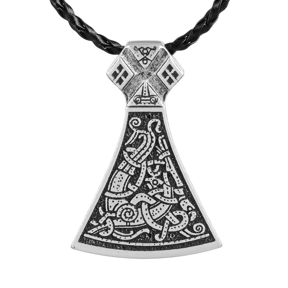 Pendentif Hache Viking avec Croix Nordique et noeud