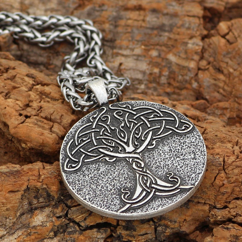 Pendentif Viking Arbre de Vie Yggdrasil argenté