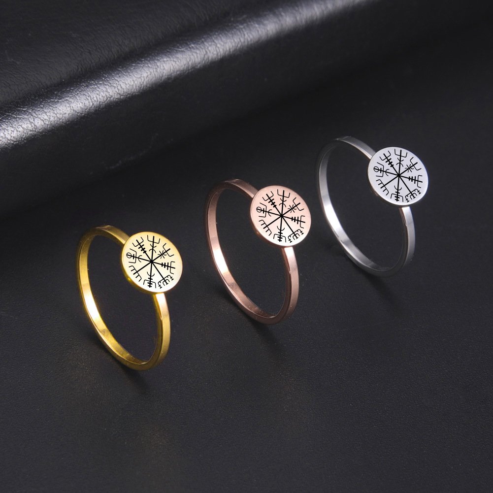 Bague Viking Vegvisir - Compas Runique en Acier Titane 3 coloris