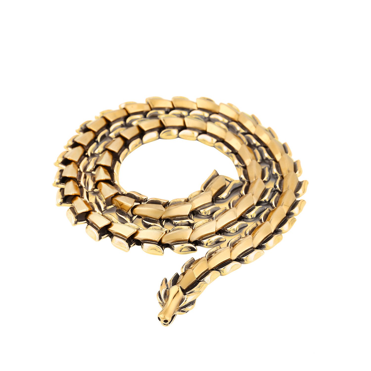 Collier Dragon Viking - Le Souffle du Serpent Midgard doré