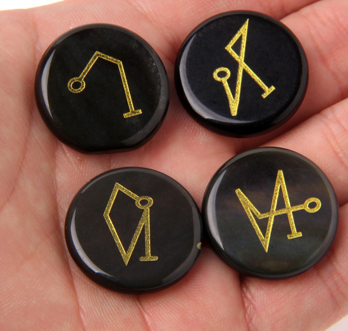 Pierres d'Oeil de Tigre Gravées noir