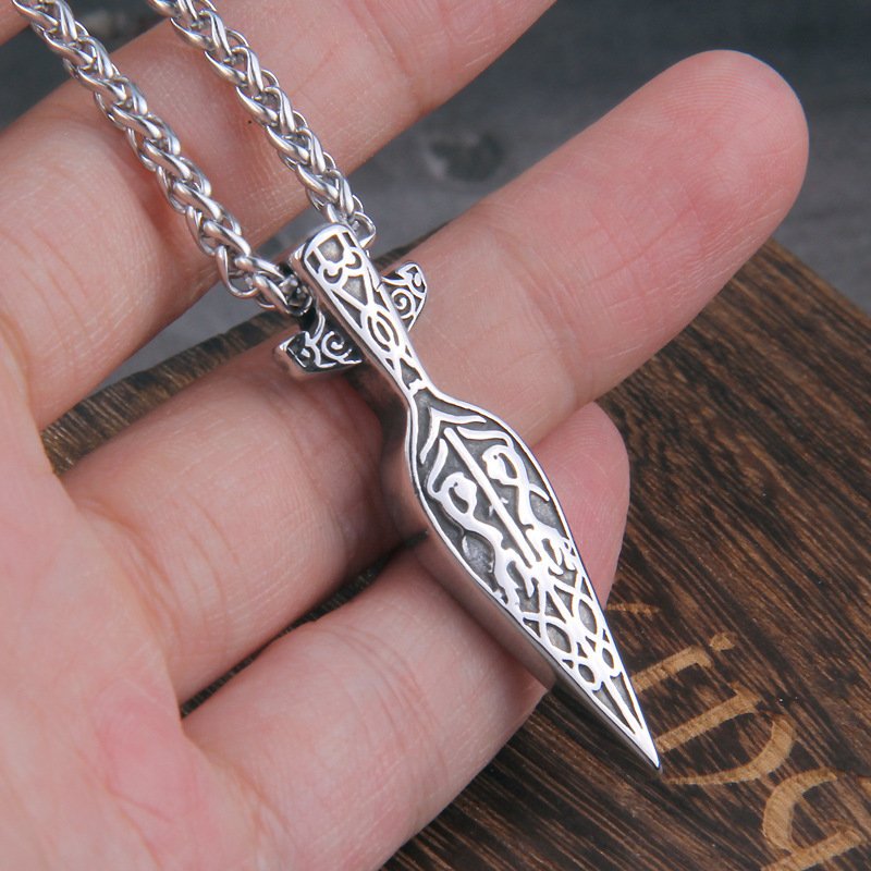 Pendentif Viking Gungnir en Acier Titane - Symbole de Puissance Nordique