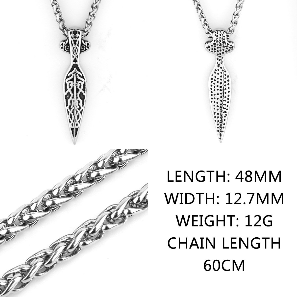 Dimension Pendentif Viking Gungnir en Acier Titane