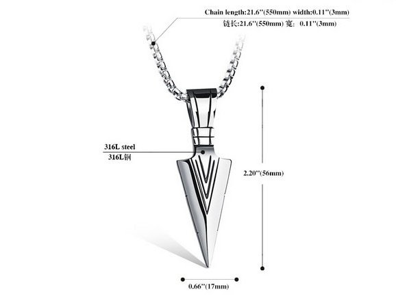 Dimension Pendentif Viking Gungnir en Acier Titane