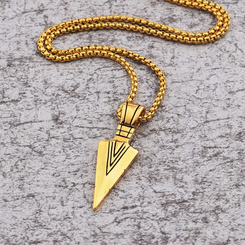 Pendentif Viking Gungnir - Pointe de Flèche Acier Inoxydable doré