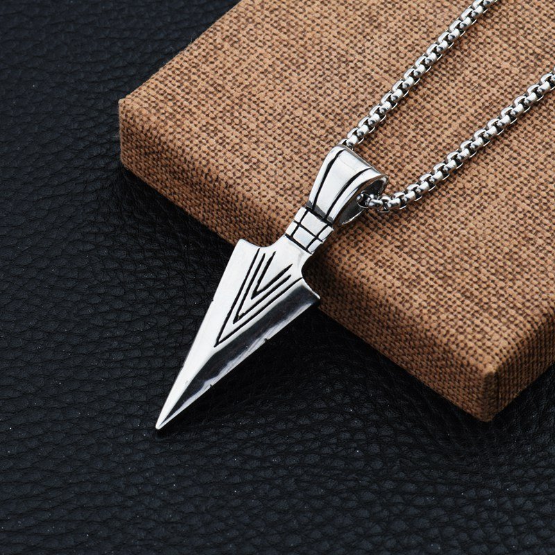 Pendentif Viking Gungnir - Pointe de Flèche Acier Inoxydable Argenté