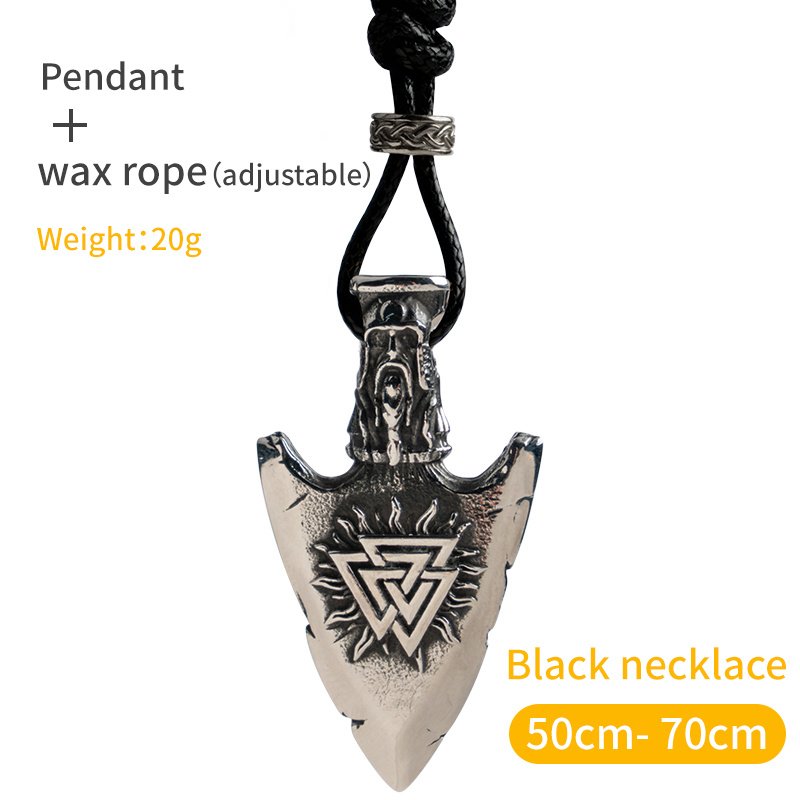 Pendentif Viking Gungnir avec Symbole Runique - Acier Titane Doré cordon en cuir