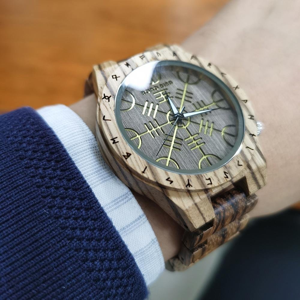 Montre Viking Vegvisir en Bois couleur naturel