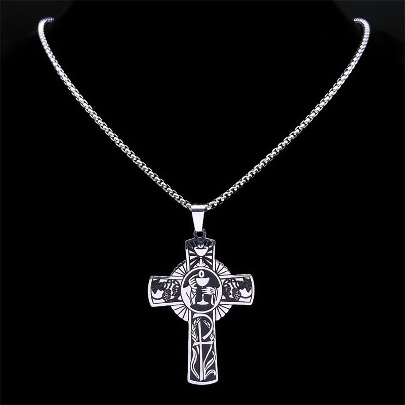 Pendentif Croix Celtique Mystique - Acier Titane avec chaîne