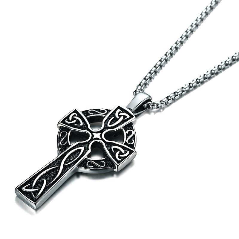 Pendentif Viking Croix Celtique acier avec chaîne