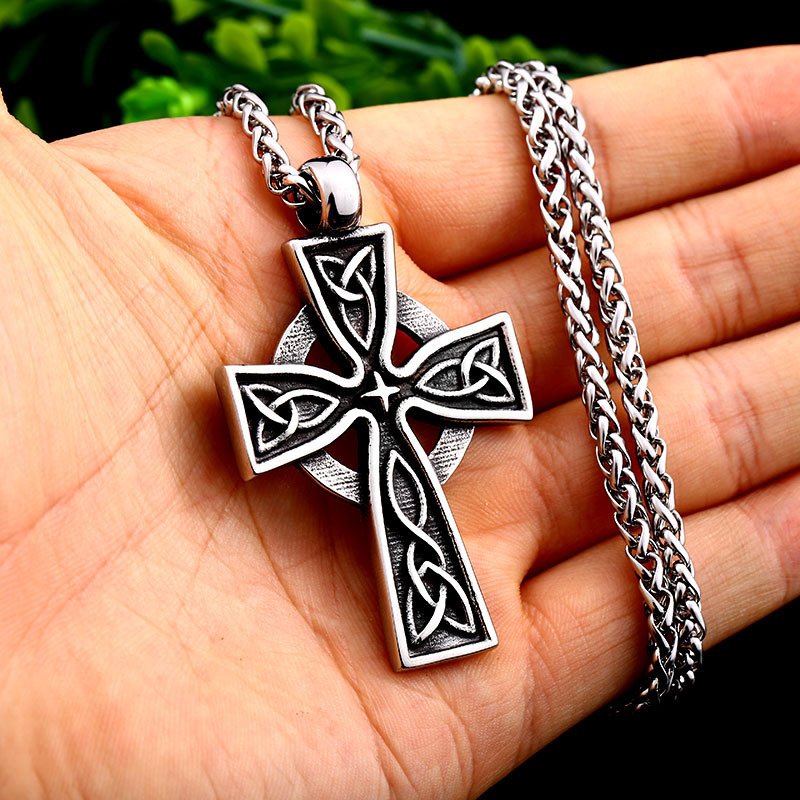 Pendentif Viking Croix Celtique en Acier Inoxydable - Symbole Nordique et Celtique