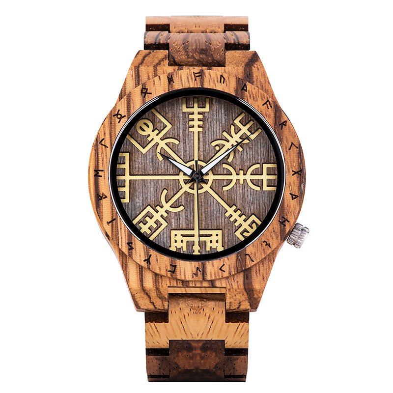 Montre Viking en Bois Vegvisir couleur naturel