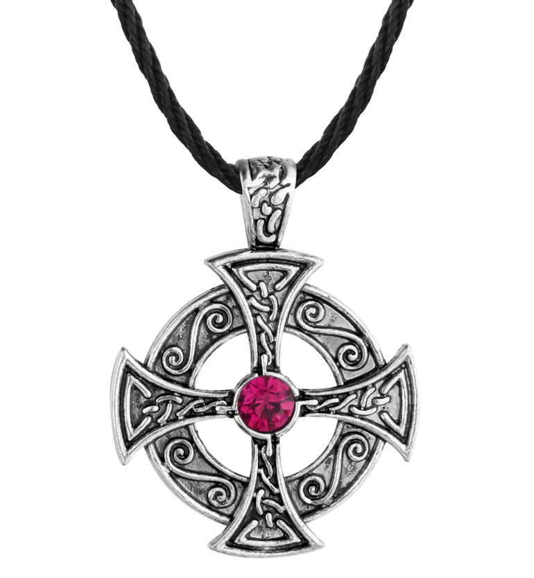 Pendentif Croix Viking avec Pierre Naturelle Symbole de protection