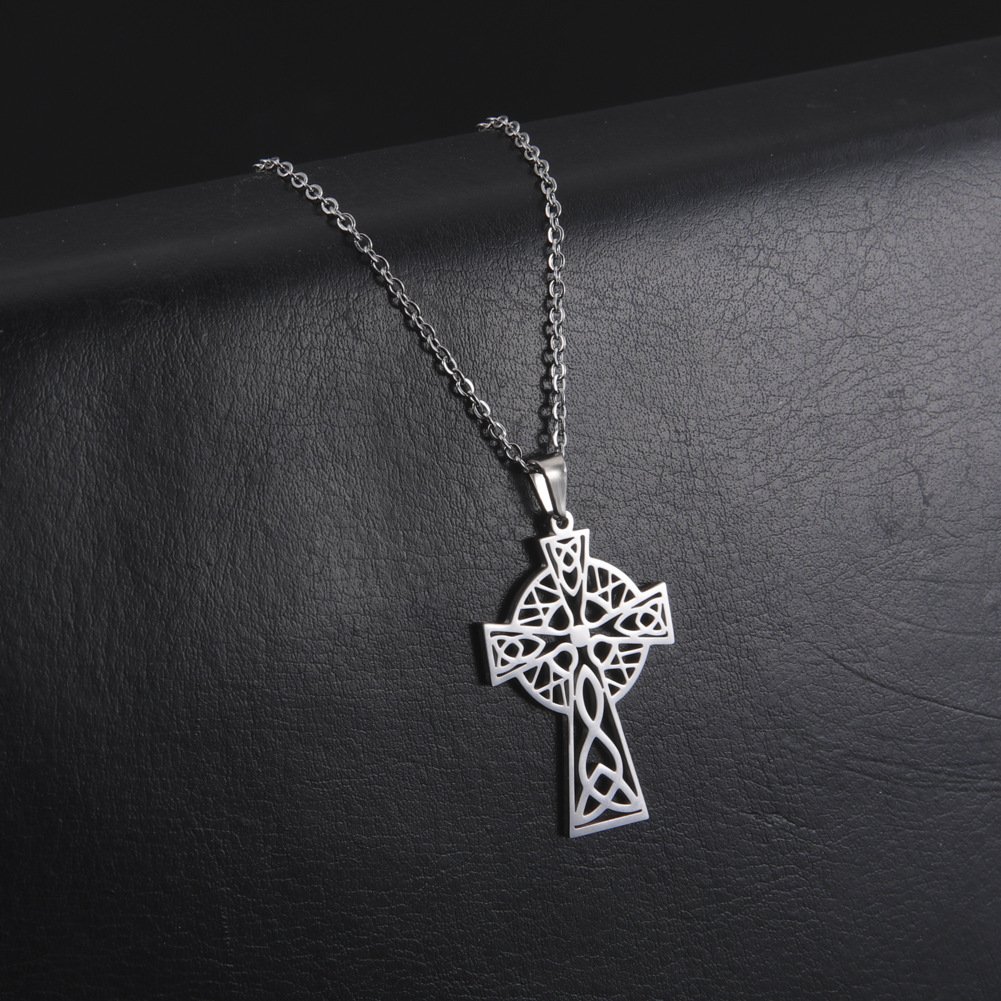 Pendentif Croix Viking en Acier Inoxydable couleur acier