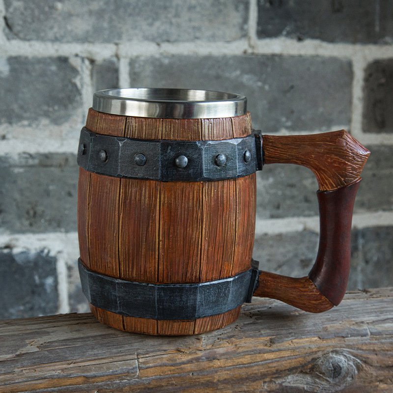 Mug Viking en Bois et Acier Inoxydable durabilité maximale