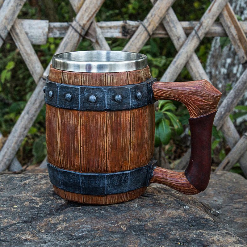 Mug Viking en Bois et Acier Inoxydable