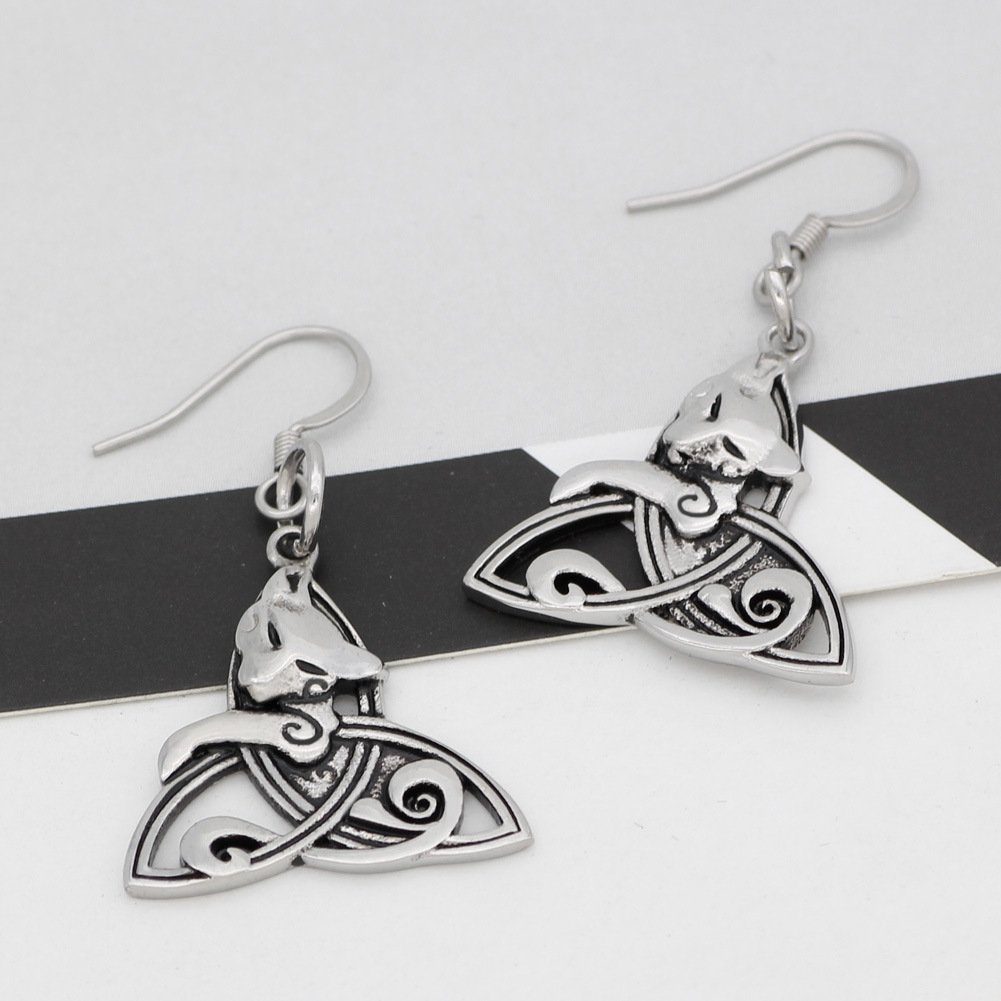 Boucles d'Oreilles Viking Tête de Loup unisexe