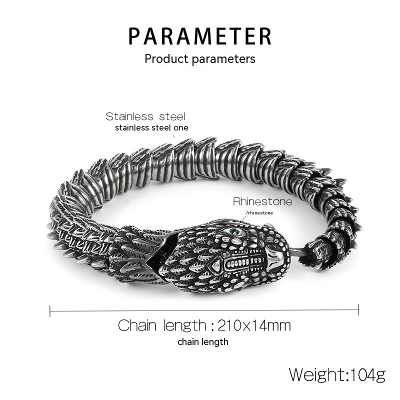 Dimension Bracelet Viking : Serpent d'Acier Titane