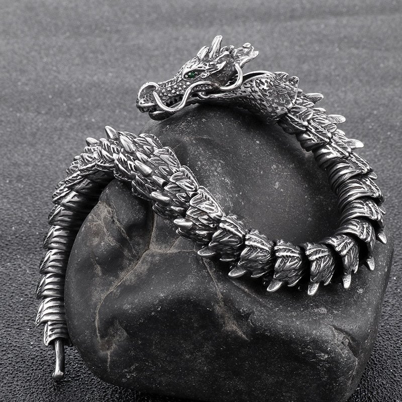 Bracelet Viking Tête de Dragon Style punk