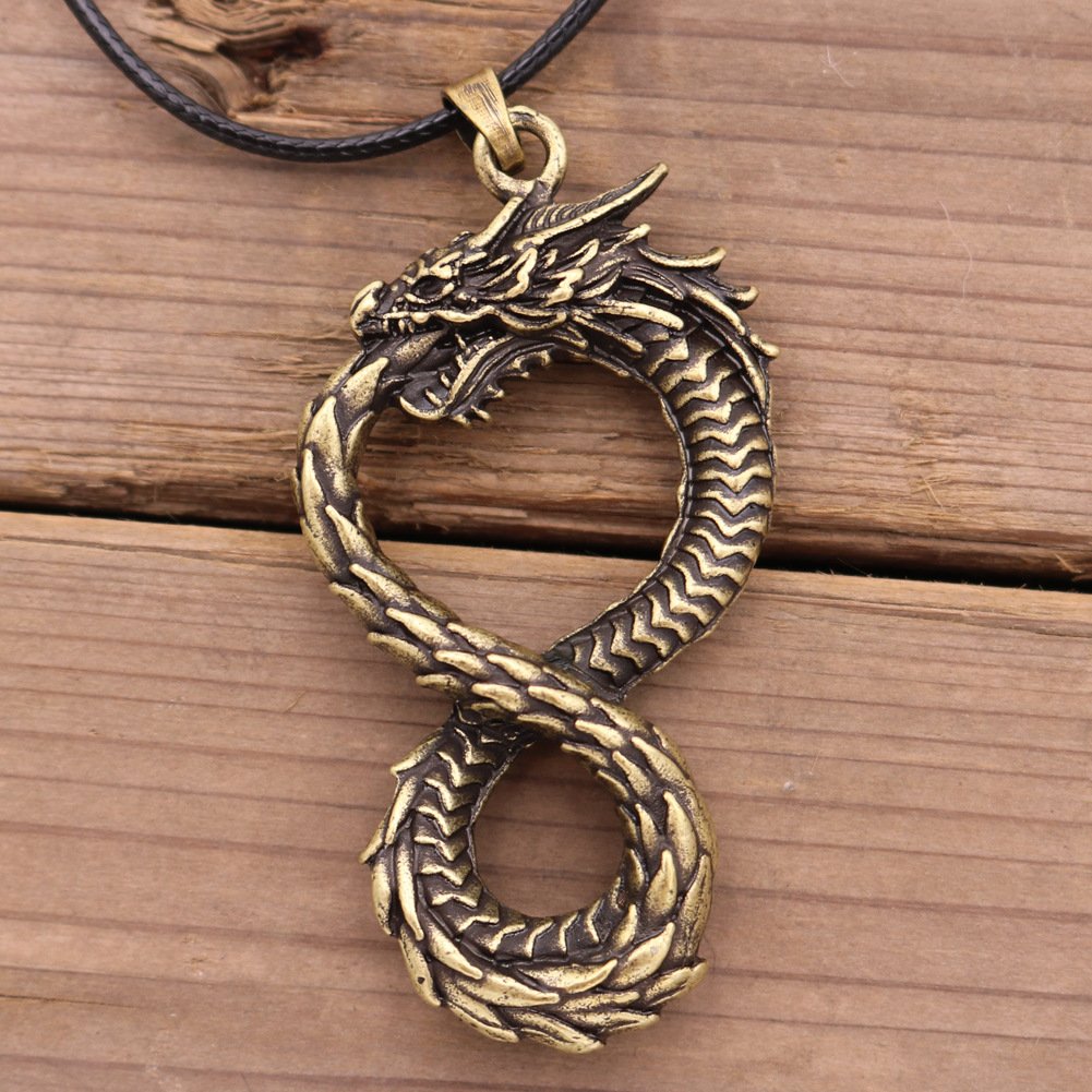 Collier Viking Ouroboros cordon en cuir