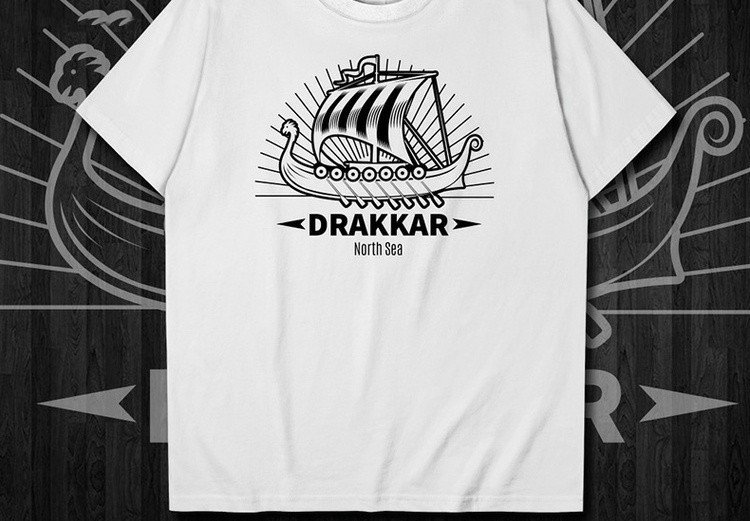 T-shirt Viking Drakkar blanc